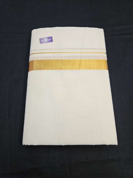 Double Mundu with 1 inch Gold Kasavu Border